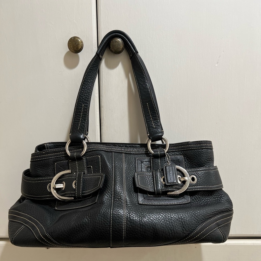 Coach Hampton Black Leather Tote Purse